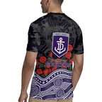 Fremantle Dockers ANZAC Day Rugby Jersey Indigenous Dot Art with Poppy Flower Tribute