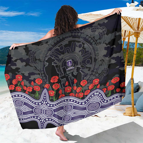 Fremantle Dockers ANZAC Day Sarong Indigenous Dot Art with Poppy Flower Tribute