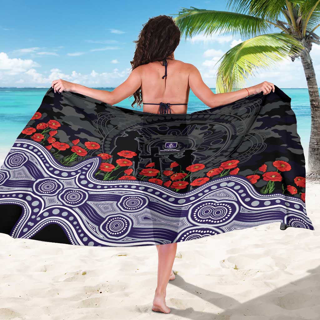 Fremantle Dockers ANZAC Day Sarong Indigenous Dot Art with Poppy Flower Tribute