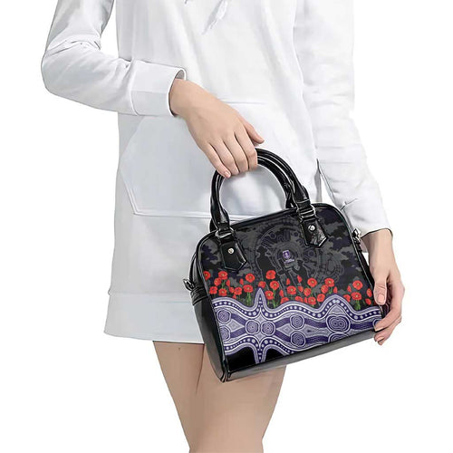 Fremantle Dockers ANZAC Day Shoulder Handbag Indigenous Dot Art with Poppy Flower Tribute