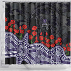 Fremantle Dockers ANZAC Day Shower Curtain Indigenous Dot Art with Poppy Flower Tribute
