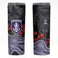 Fremantle Dockers ANZAC Day Skinny Tumbler Indigenous Dot Art with Poppy Flower Tribute