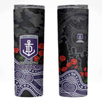 Fremantle Dockers ANZAC Day Skinny Tumbler Indigenous Dot Art with Poppy Flower Tribute