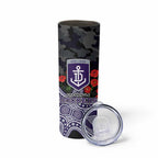 Fremantle Dockers ANZAC Day Skinny Tumbler Indigenous Dot Art with Poppy Flower Tribute