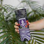 Fremantle Dockers ANZAC Day Skinny Tumbler Indigenous Dot Art with Poppy Flower Tribute