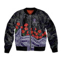 Fremantle Dockers ANZAC Day Sleeve Zip Bomber Jacket Indigenous Dot Art with Poppy Flower Tribute