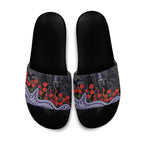 Fremantle Dockers ANZAC Day Slide Sandals Indigenous Dot Art with Poppy Flower Tribute