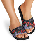 Fremantle Dockers ANZAC Day Slide Sandals Indigenous Dot Art with Poppy Flower Tribute