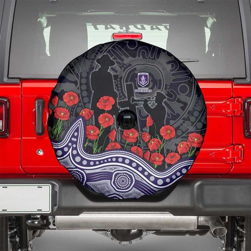 Fremantle Dockers ANZAC Day Spare Tire Cover Indigenous Dot Art with Poppy Flower Tribute