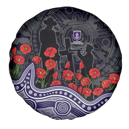 Fremantle Dockers ANZAC Day Spare Tire Cover Indigenous Dot Art with Poppy Flower Tribute