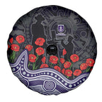 Fremantle Dockers ANZAC Day Spare Tire Cover Indigenous Dot Art with Poppy Flower Tribute