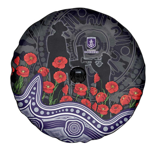 Fremantle Dockers ANZAC Day Spare Tire Cover Indigenous Dot Art with Poppy Flower Tribute