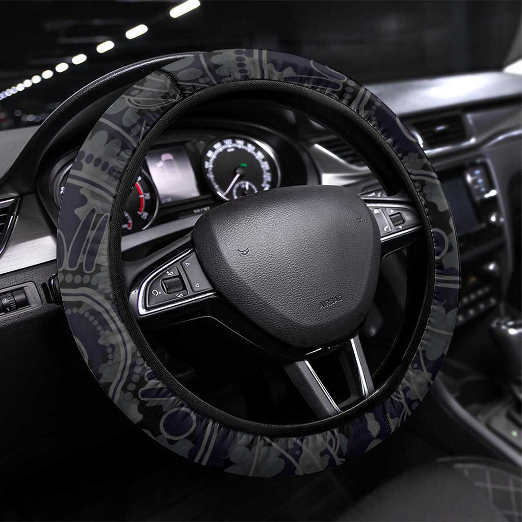 Fremantle Dockers ANZAC Day Steering Wheel Cover Indigenous Dot Art with Poppy Flower Tribute