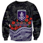 Fremantle Dockers ANZAC Day Sweatshirt Indigenous Dot Art with Poppy Flower Tribute