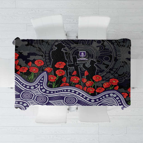 Fremantle Dockers ANZAC Day Tablecloth Indigenous Dot Art with Poppy Flower Tribute