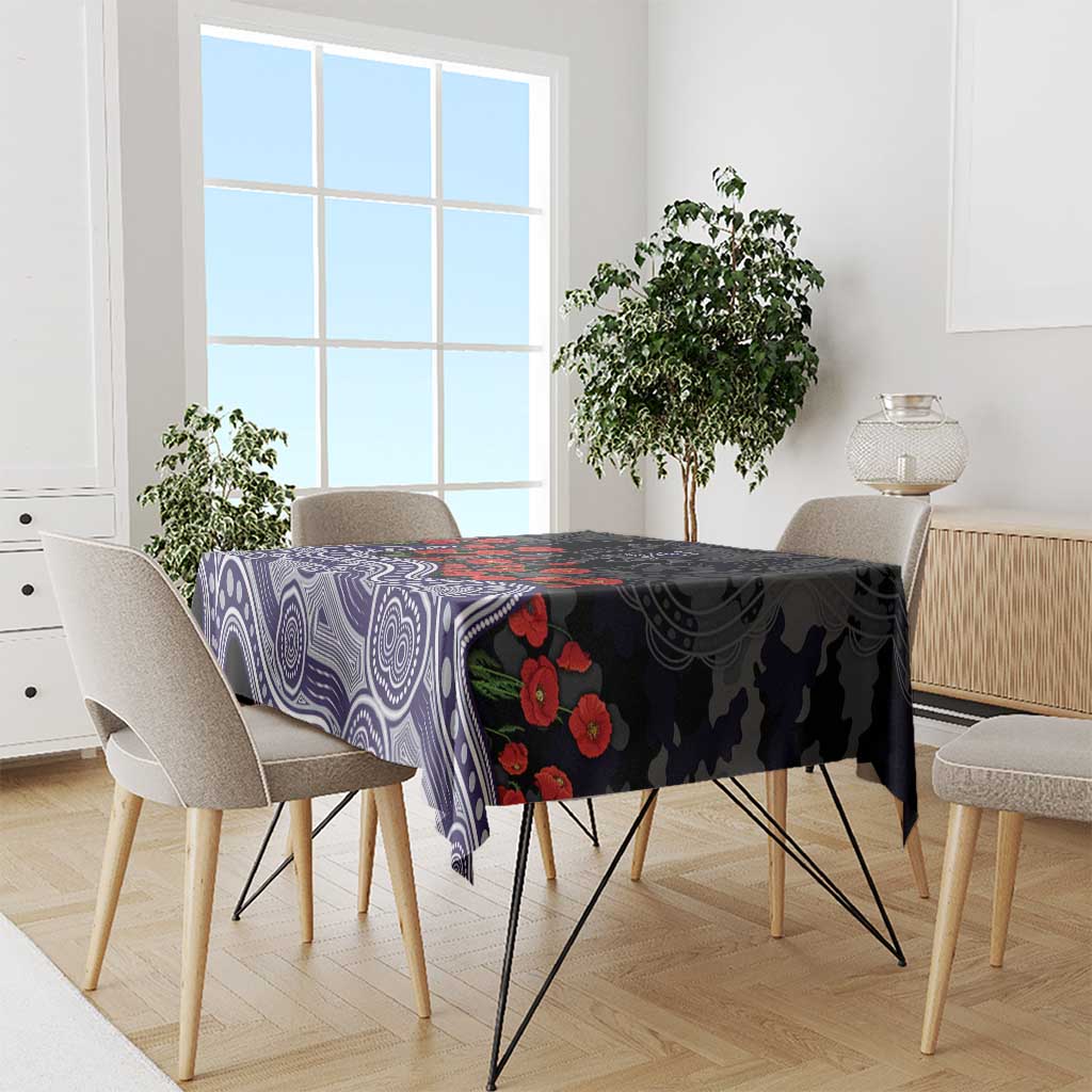 Fremantle Dockers ANZAC Day Tablecloth Indigenous Dot Art with Poppy Flower Tribute