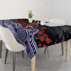 Fremantle Dockers ANZAC Day Tablecloth Indigenous Dot Art with Poppy Flower Tribute