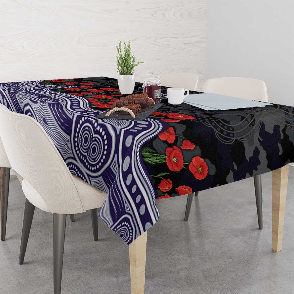 Fremantle Dockers ANZAC Day Tablecloth Indigenous Dot Art with Poppy Flower Tribute