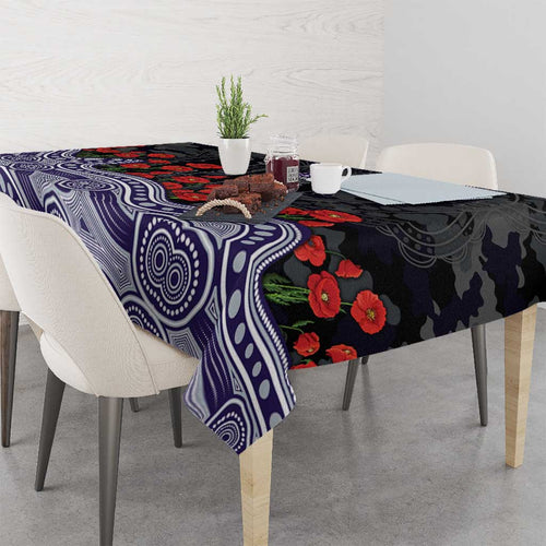 Fremantle Dockers ANZAC Day Tablecloth Indigenous Dot Art with Poppy Flower Tribute