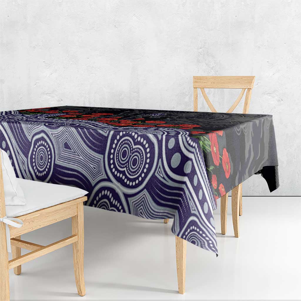 Fremantle Dockers ANZAC Day Tablecloth Indigenous Dot Art with Poppy Flower Tribute