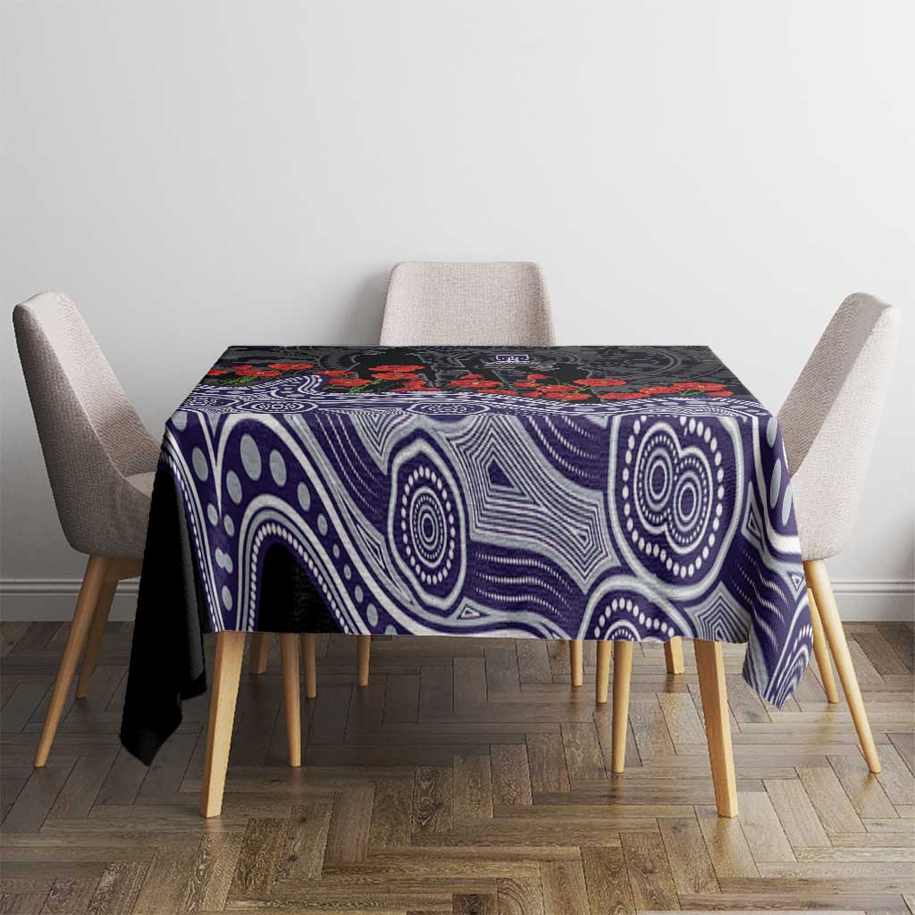 Fremantle Dockers ANZAC Day Tablecloth Indigenous Dot Art with Poppy Flower Tribute