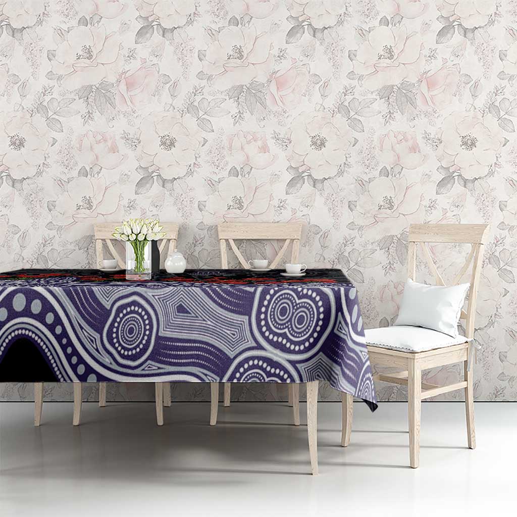 Fremantle Dockers ANZAC Day Tablecloth Indigenous Dot Art with Poppy Flower Tribute