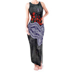 Fremantle Dockers ANZAC Day Tank Maxi Dress Indigenous Dot Art with Poppy Flower Tribute