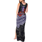Fremantle Dockers ANZAC Day Tank Maxi Dress Indigenous Dot Art with Poppy Flower Tribute