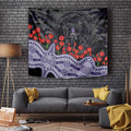 Fremantle Dockers ANZAC Day Tapestry Indigenous Dot Art with Poppy Flower Tribute