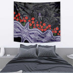 Fremantle Dockers ANZAC Day Tapestry Indigenous Dot Art with Poppy Flower Tribute