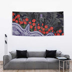 Fremantle Dockers ANZAC Day Tapestry Indigenous Dot Art with Poppy Flower Tribute