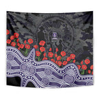 Fremantle Dockers ANZAC Day Tapestry Indigenous Dot Art with Poppy Flower Tribute