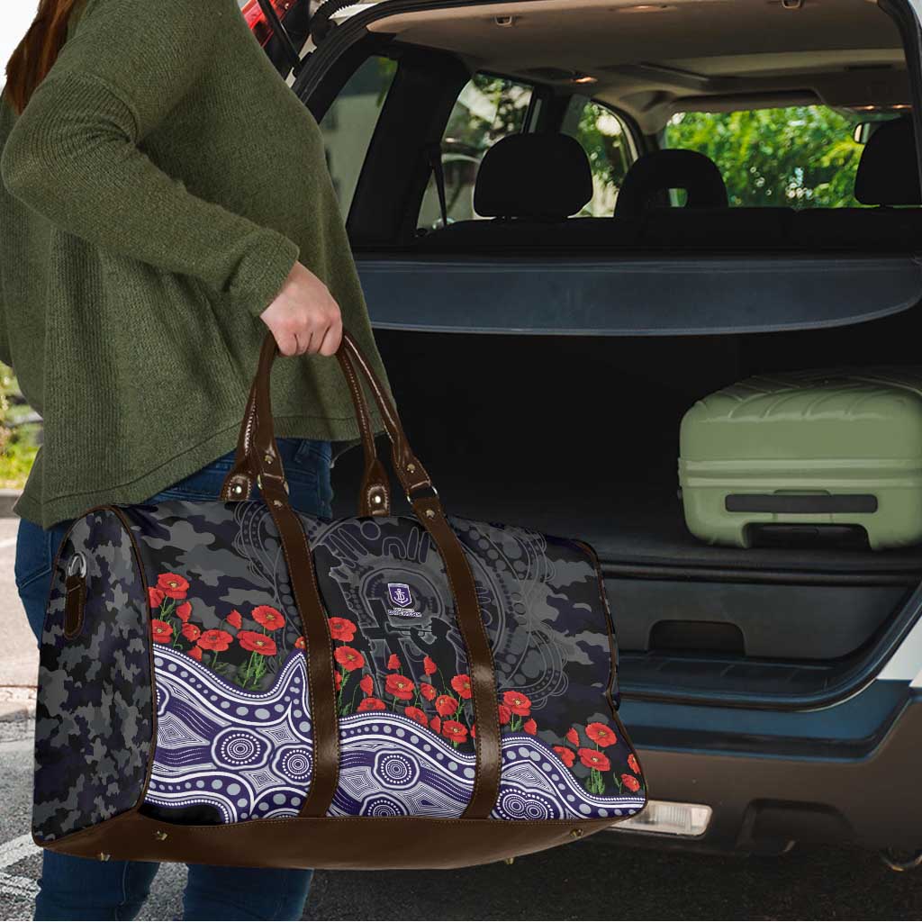 Fremantle Dockers ANZAC Day Travel Bag Indigenous Dot Art with Poppy Flower Tribute