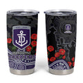 Fremantle Dockers ANZAC Day Tumbler Cup Indigenous Dot Art with Poppy Flower Tribute