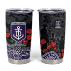 Fremantle Dockers ANZAC Day Tumbler Cup Indigenous Dot Art with Poppy Flower Tribute