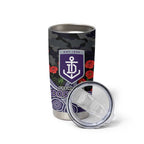 Fremantle Dockers ANZAC Day Tumbler Cup Indigenous Dot Art with Poppy Flower Tribute