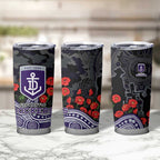Fremantle Dockers ANZAC Day Tumbler Cup Indigenous Dot Art with Poppy Flower Tribute