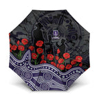 Fremantle Dockers ANZAC Day Umbrella Indigenous Dot Art with Poppy Flower Tribute