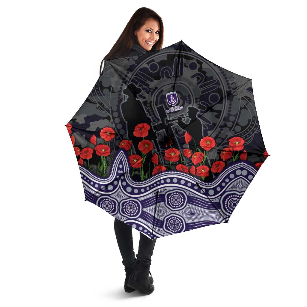Fremantle Dockers ANZAC Day Umbrella Indigenous Dot Art with Poppy Flower Tribute
