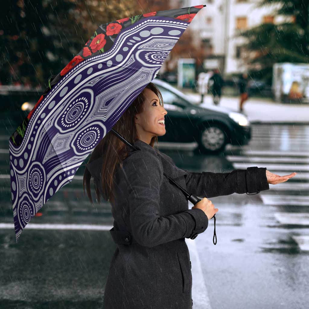 Fremantle Dockers ANZAC Day Umbrella Indigenous Dot Art with Poppy Flower Tribute