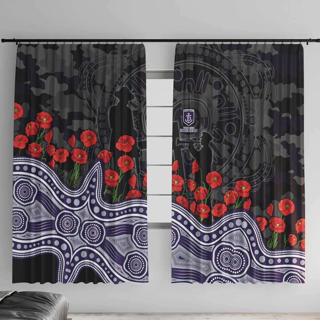 Fremantle Dockers ANZAC Day Window Curtain Indigenous Dot Art with Poppy Flower Tribute