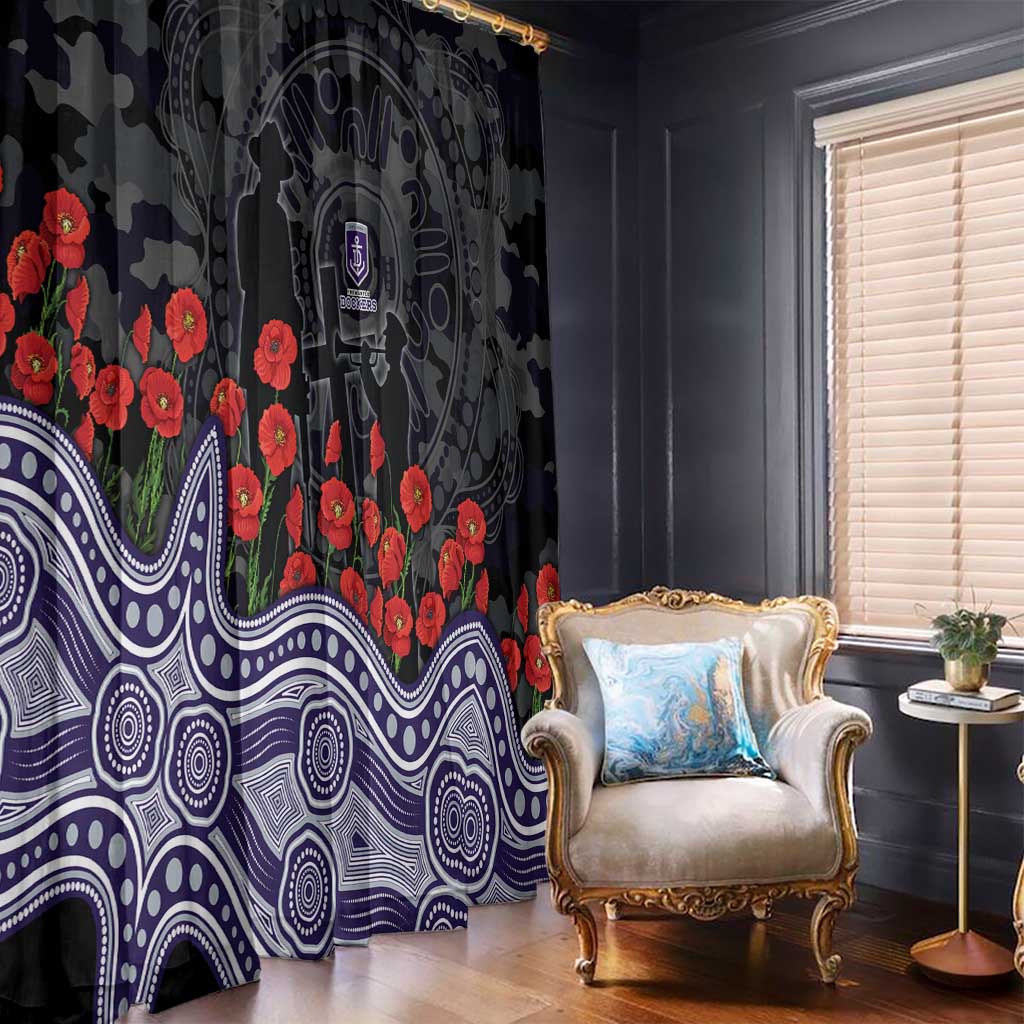 Fremantle Dockers ANZAC Day Window Curtain Indigenous Dot Art with Poppy Flower Tribute