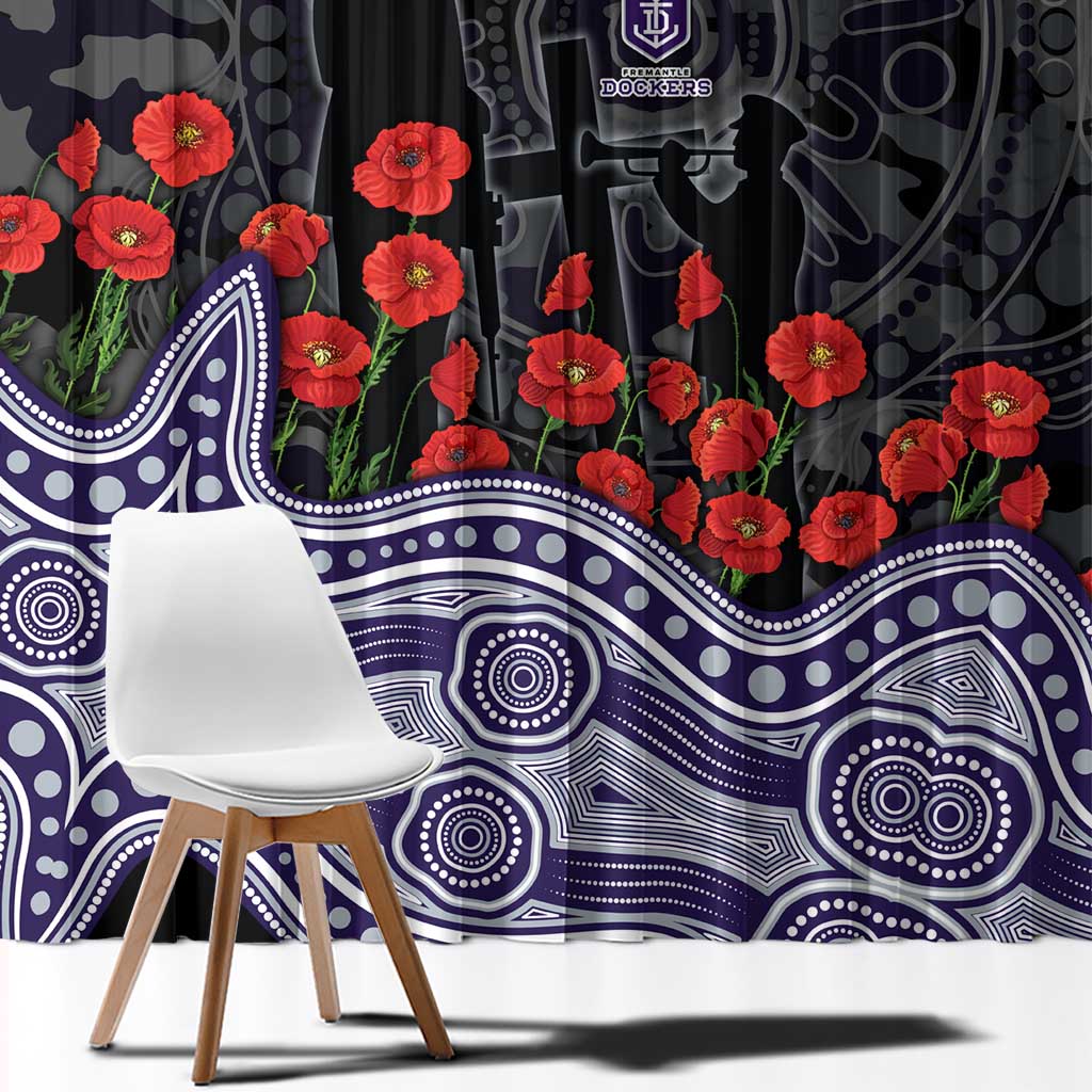 Fremantle Dockers ANZAC Day Window Curtain Indigenous Dot Art with Poppy Flower Tribute