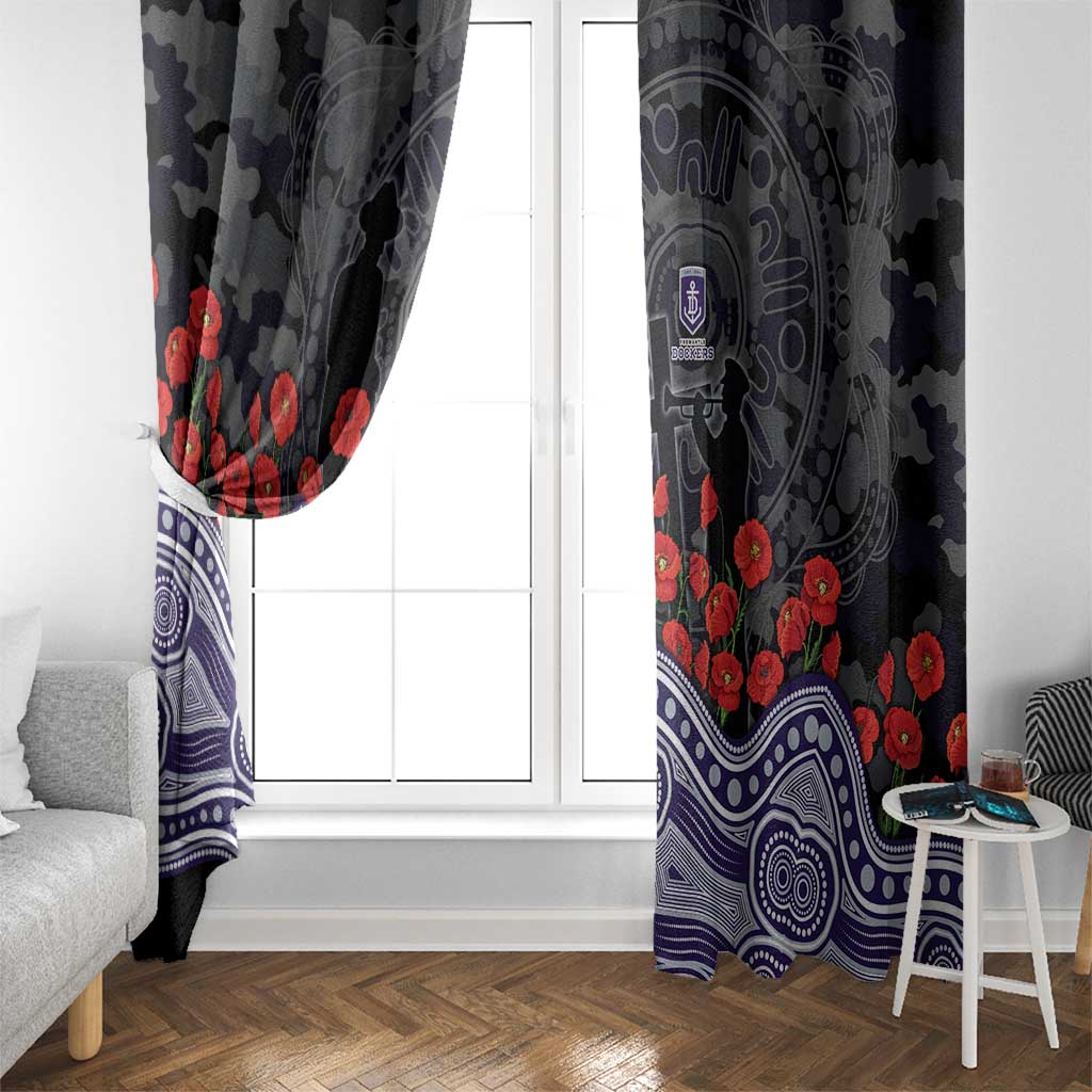 Fremantle Dockers ANZAC Day Window Curtain Indigenous Dot Art with Poppy Flower Tribute