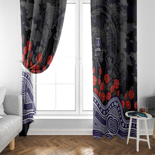 Fremantle Dockers ANZAC Day Window Curtain Indigenous Dot Art with Poppy Flower Tribute