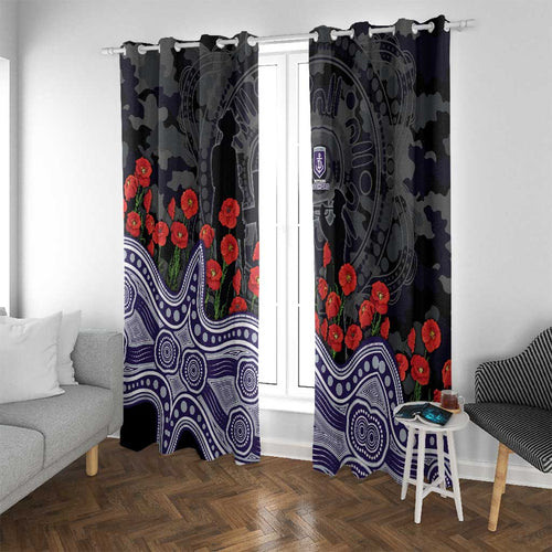Fremantle Dockers ANZAC Day Window Curtain Indigenous Dot Art with Poppy Flower Tribute