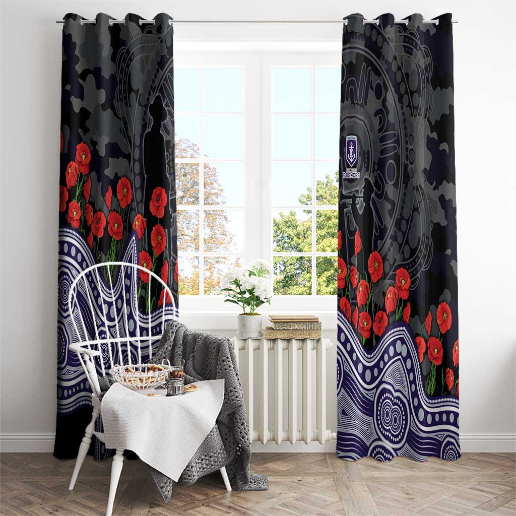 Fremantle Dockers ANZAC Day Window Curtain Indigenous Dot Art with Poppy Flower Tribute