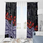 Fremantle Dockers ANZAC Day Window Curtain Indigenous Dot Art with Poppy Flower Tribute