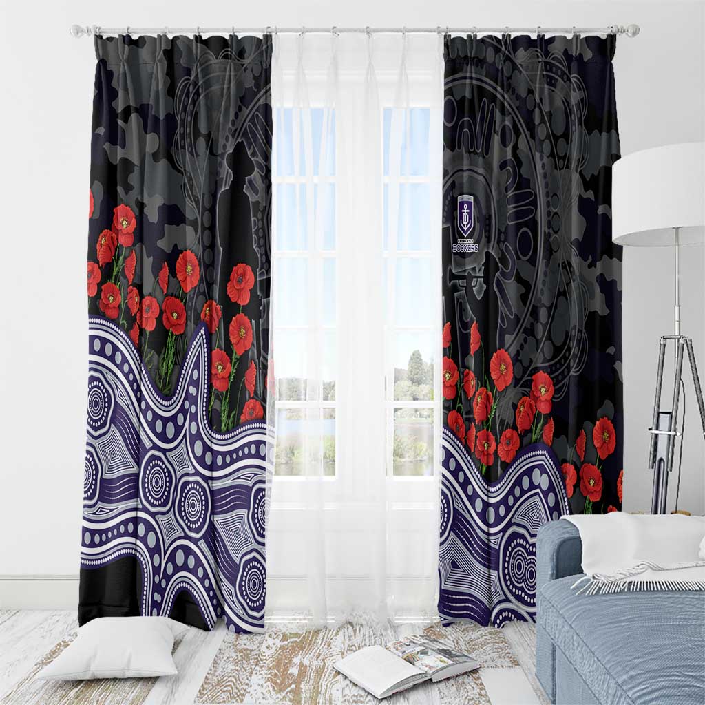 Fremantle Dockers ANZAC Day Window Curtain Indigenous Dot Art with Poppy Flower Tribute