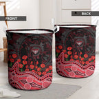 Essendon Bombers ANZAC Day Laundry Basket Indigenous Dot Art with Poppy Flower Tribute